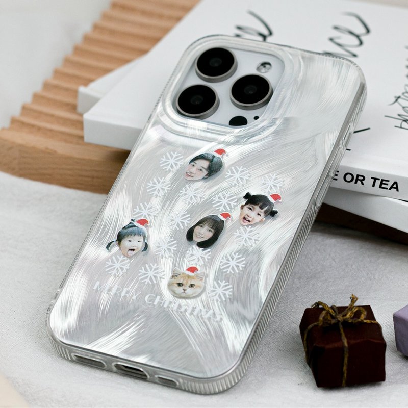 客製化聖誕緞面波紋手機殼 - 手機殼/手機套 - 塑膠 白色