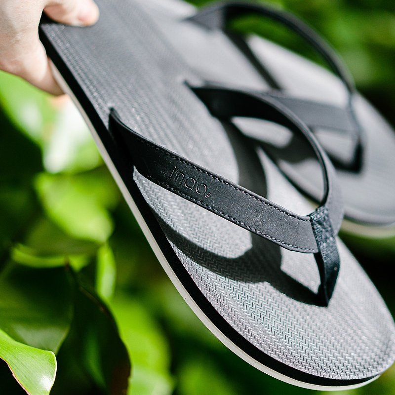 indosole Flip Flops Sneaker Soles Men BLACK/White Sole - รองเท้าแตะ - วัสดุอีโค สีดำ