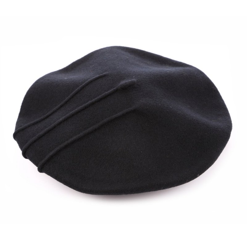 Spain ELOSEGUI female HIRU beret EL_HIRU09003 velvet black - หมวก - ขนแกะ 