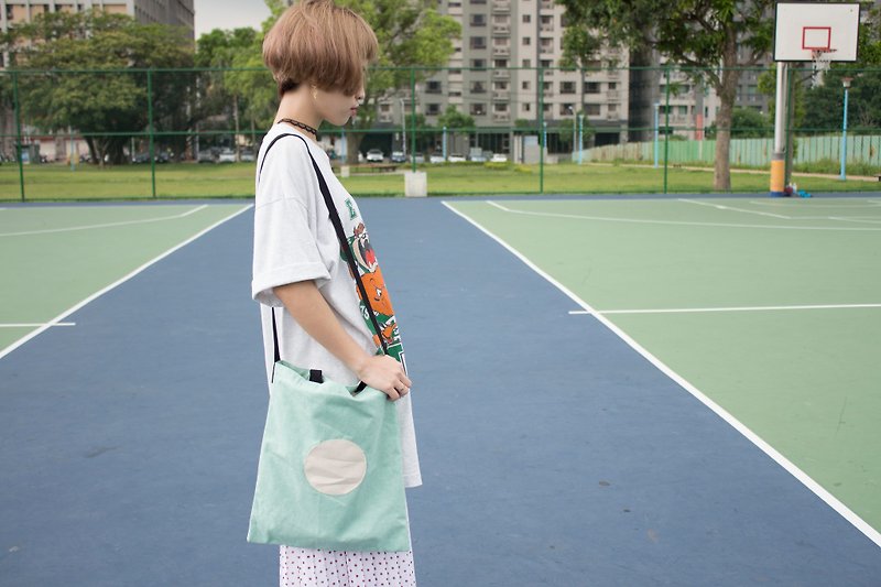 日本のデュアルドットキャンバスバッグ/子供の頃の恋人（青緑色） - ショルダーバッグ - コットン・麻 グリーン