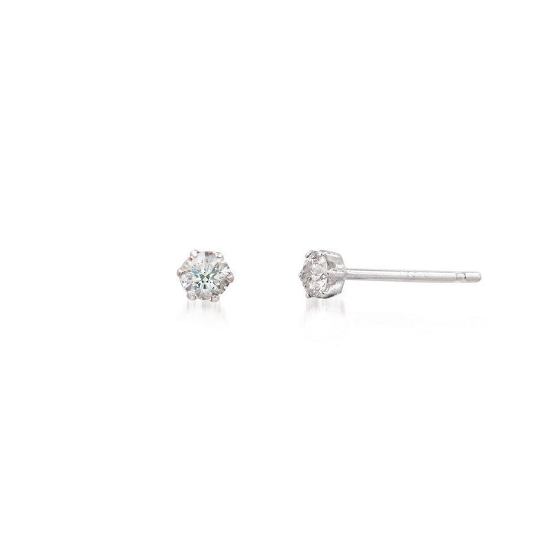 Visel 18K gold 0.10ct classic six-prong solitaire diamond earrings - Earrings & Clip-ons - Precious Metals Silver