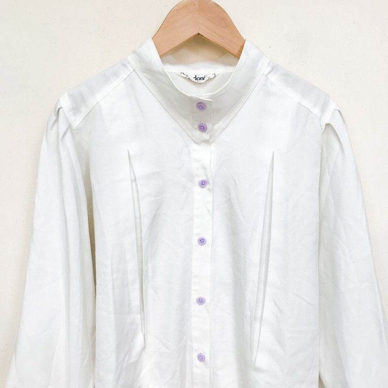Top / White Turtleneck Long-sleeve Blouse - Women's Shirts - Polyester White