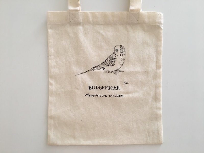 Pure hand-painted bird cotton shopping bag ‧ tiger skin - Handbags & Totes - Cotton & Hemp 