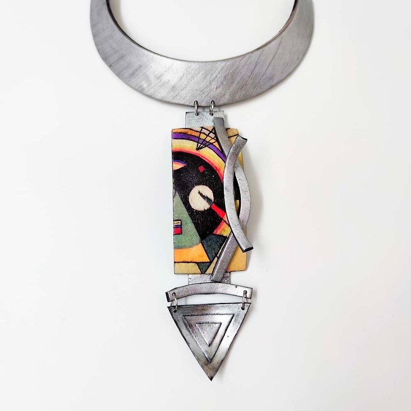 Plastic Necklaces Multicolor - geometrical Statement necklace  rainbow Bib necklace wearable art