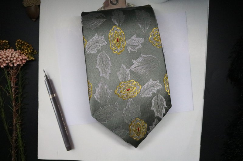 真丝羽毛印花领带雅痞百搭necktie - 領帶/領帶夾 - 絲．絹 多色