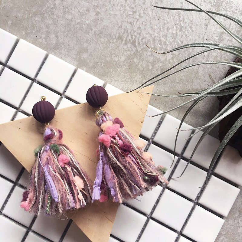 "Wannabe" flow to be handmade earrings Fringe Earrings original Wenqing qualities [ear acupuncture / ear clip] - Earrings & Clip-ons - Other Metals Multicolor