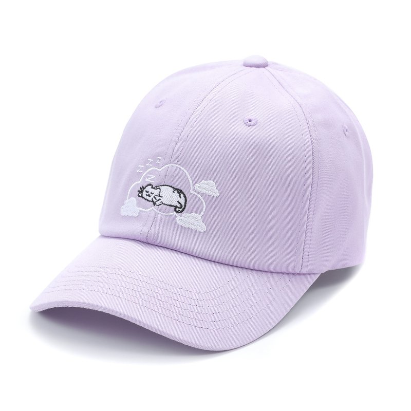 Day dreaming Cat embroidery Ballcap/ Dad cap/ Baseball cap (Light purple) - Hats & Caps - Cotton & Hemp Purple