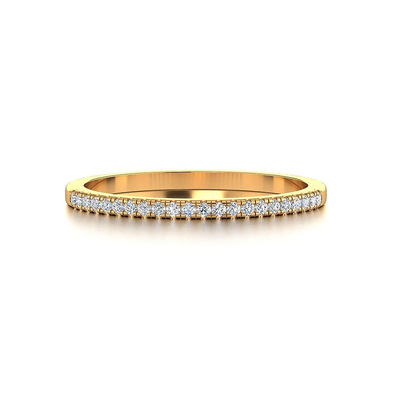 【PurpleMay Jewellery】 18k Yellow Gold Simple Half Eternity Diamond Ring R024 - General Rings - Gemstone Gold