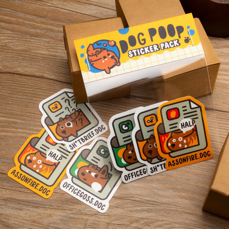 DogPoop Sticker Pack Season 2 | Waterproof vinyl sticker pack - สติกเกอร์ - วัสดุอื่นๆ สีส้ม