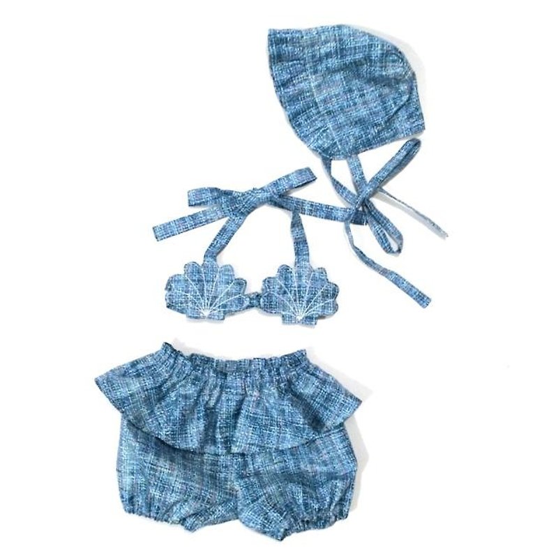Cotton shell bikini - อื่นๆ - ผ้าฝ้าย/ผ้าลินิน สีน้ำเงิน