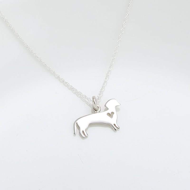 Dachshund Dog s925 sterling silver necklace Birthday Valentine's Day gift - สร้อยคอ - เงินแท้ สีเงิน