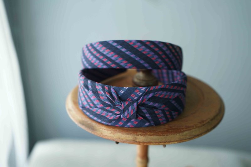 古董領帶改製手工髮箍-christian dior紫羅蘭-蝴蝶結版