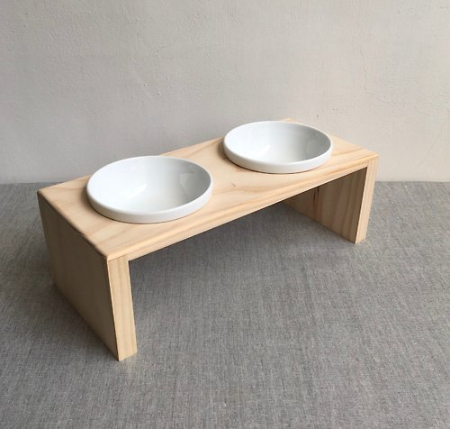 simplewood 實木寵物餐桌 雙口碗架 附瓷碗 防水 貓情人節 客製