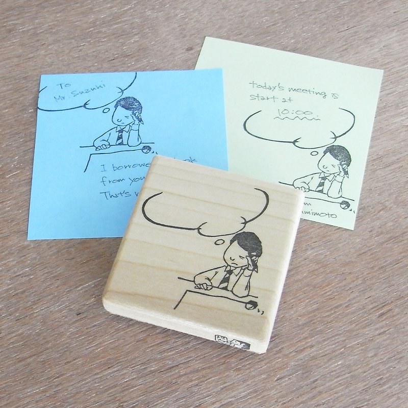Handmade rubber stamp Afflicted office workers - ตราปั๊ม/สแตมป์/หมึก - ยาง สีกากี