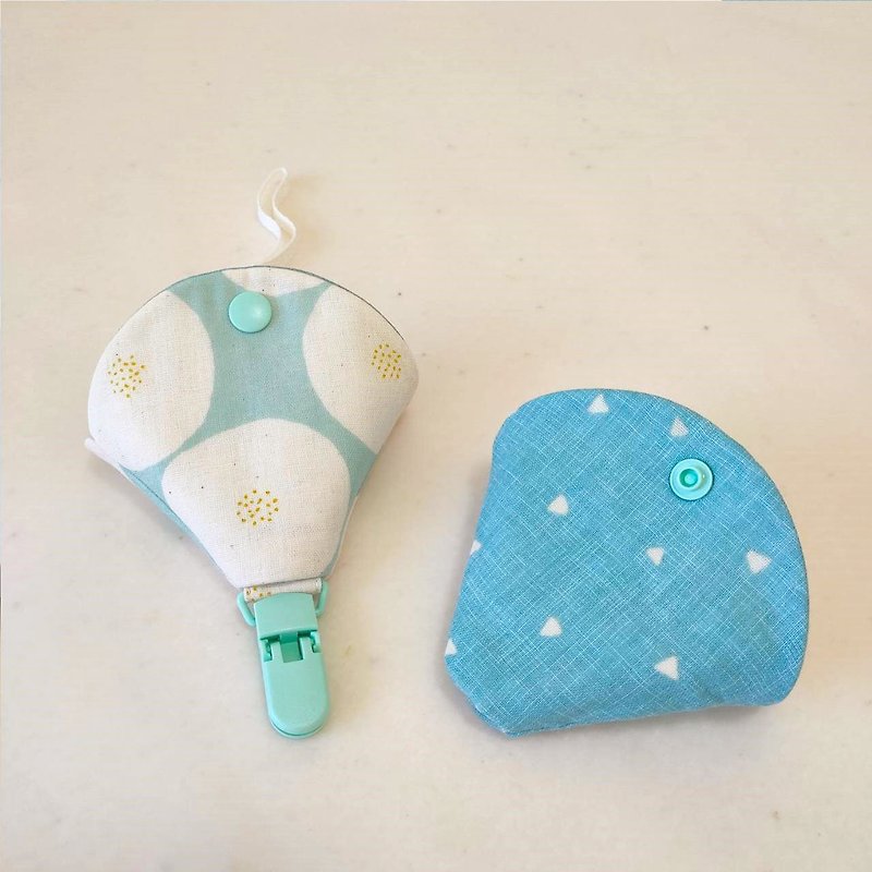 Vanilla Mint-2 in 1 Pacifier Clip (Pacifier Chain + Dust Cover) / Full Moon Gift - Baby Gift Sets - Cotton & Hemp Blue