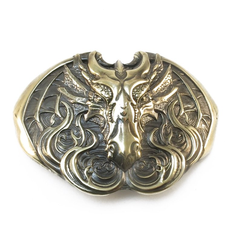 Smaug Dragon soild brass belt buckle, Fafnir dragon belt accessory - 皮帶/腰帶 - 其他材質 金色