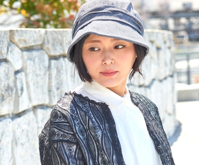 新品■ coeur クール 春夏用 キャスケットハット コットン×リネン 帽子 帽子 キャスケット 日よけ帽子 医療用帽子 つば付き レディース