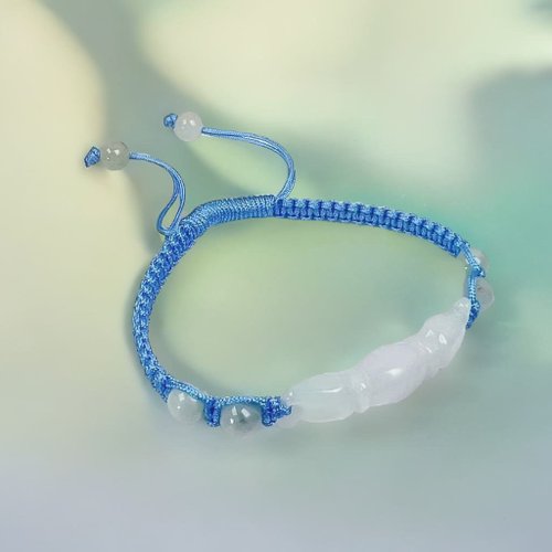 瓔珞珠寶盒 E.L.Jewelry Box 白翡翡翠糖果設計款編織手鍊 | 天然緬甸玉A貨翡翠| 送禮