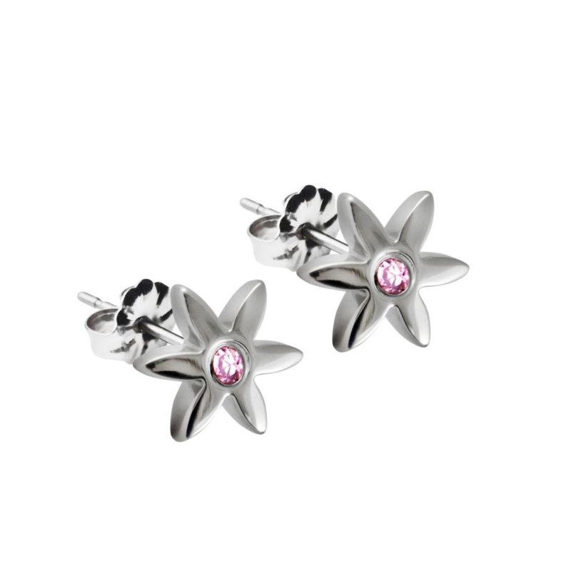 pure titanium earrings- mini flower (pink)x2 - Earrings & Clip-ons - Other Metals Pink