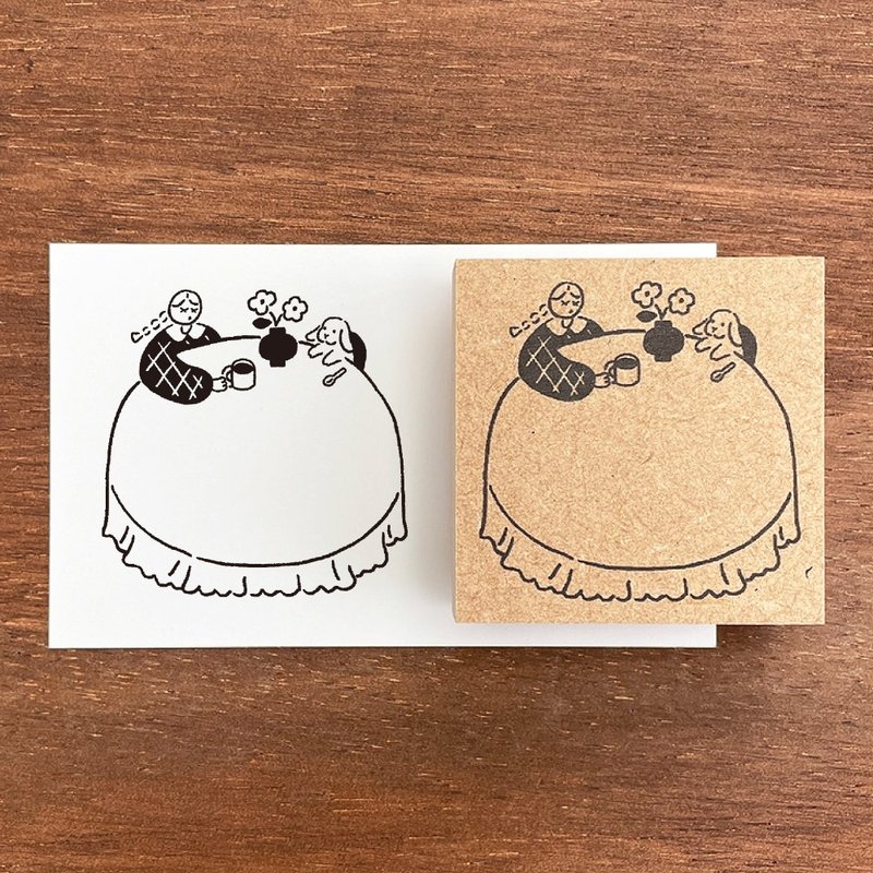 Marl-chan Frame Stamp L Tea Party Rubber Stamp Girl Made in Japan a-105 - ตราปั๊ม/สแตมป์/หมึก - ไม้ 