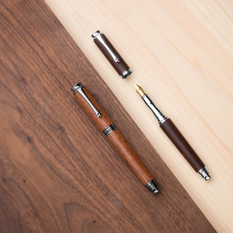 Solid wood fountain pen/ball pen・Laser engraving possible - Rollerball Pens - Wood Brown