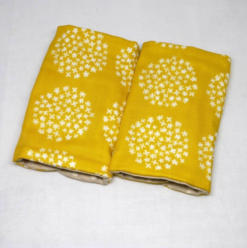 Japanese Handmade 8-layer-gauze droop sucking pads - 圍兜/口水巾 - 棉．麻 黃色