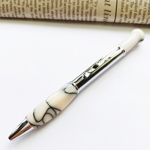 Glazed white resin acrylic triangular grip Acrylic pen with pen case ...