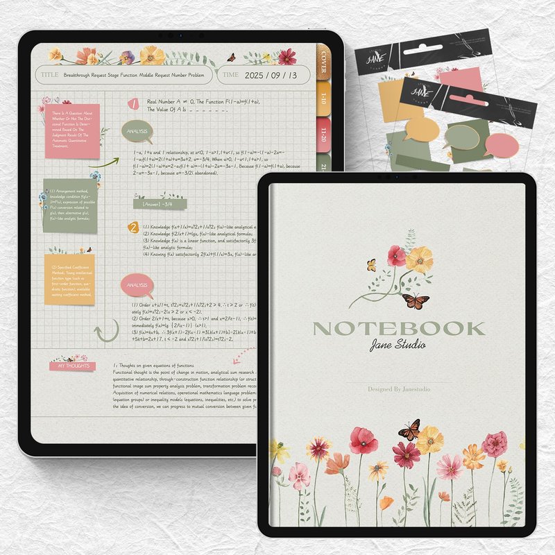 豎版淺色款小清新數位筆記電子手帳筆記模板Goodnotes/notability - 電子手帳及素材 - 其他材質 