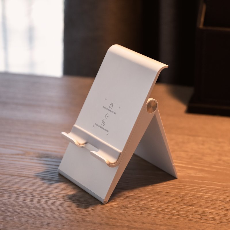 Pocket Plus portable folding phone holder | Two-stage height adjustment, lightweight storage for travel - ที่ตั้งมือถือ - พลาสติก ขาว