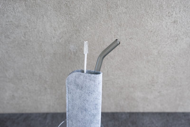 Eco-friendly Glass Bend Straw  Free S/H for HK MO JP TH - Beverage Holders & Bags - Glass Gray