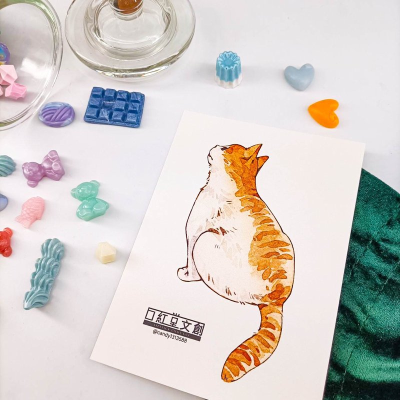 KR474_口紅堂明信片_橘貓6_candy1313588 postcard - 卡片/明信片 - 紙 多色