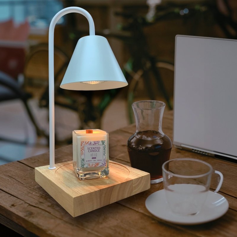 Nordic style - solid wood simple melted Wax lamp + sleep-friendly essential oil candle (square cup) - Candles & Candle Holders - Wood 