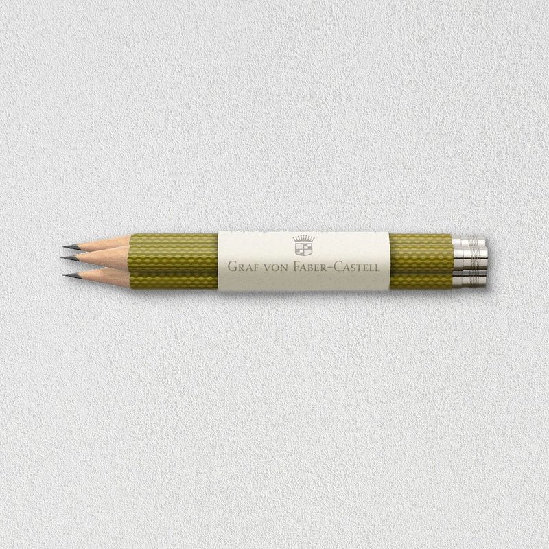 【Graf von Faber-Castell】補充用繩紋完美鉛筆3入-橄欖綠 - 鉛筆/自動鉛筆 - 其他材質 綠色