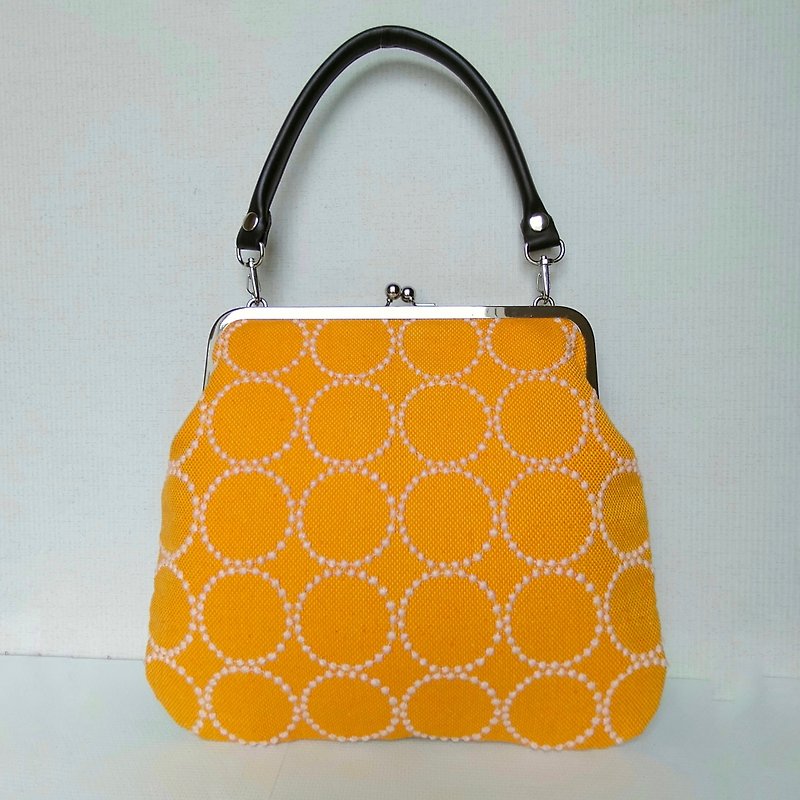 Mina Perhonen refreshing orange kiss lock bag handbag - กระเป๋าถือ - ผ้าฝ้าย/ผ้าลินิน สีส้ม
