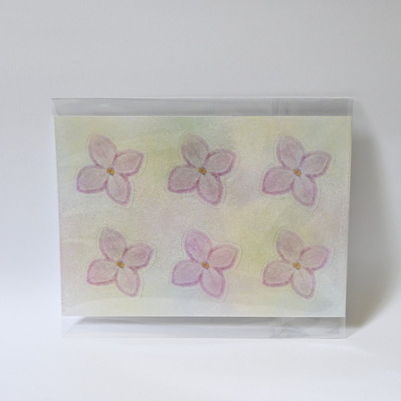 やわらかなピンクの花々、透明ステッカー、手描き、草花、手帳、手帳コラージュ、シール - ステッカー・シール - 紙 
