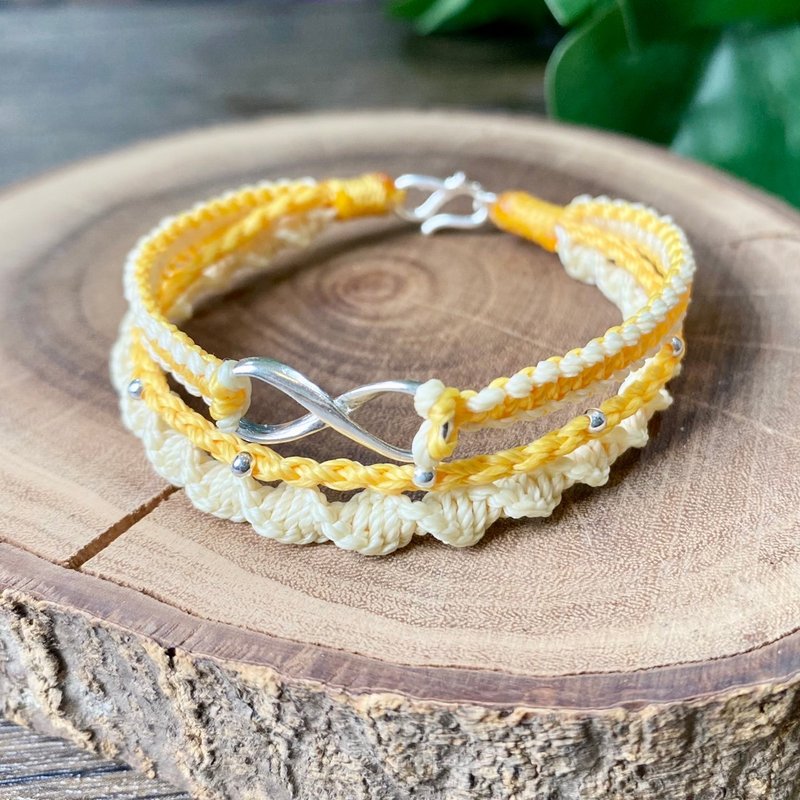 [s925 sterling silver] handmade Wax thread bracelet- Silver Current - Bracelets - Cotton & Hemp 