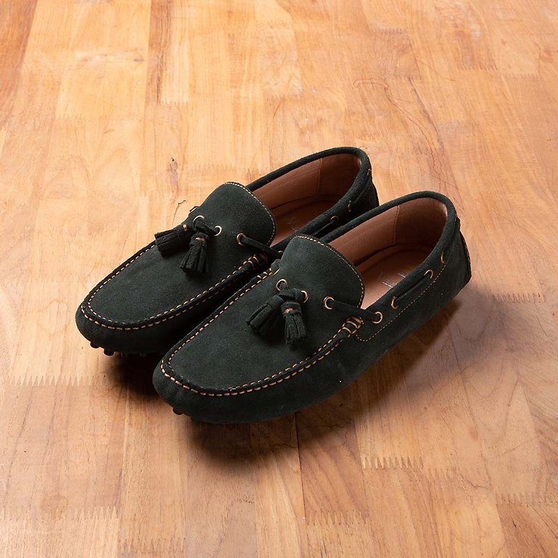 Vanger Fringed Loafers-Va266 Suede Green - Men's Casual Shoes - Genuine Leather Green