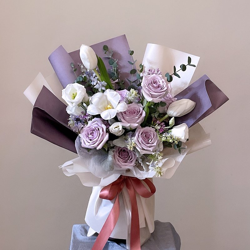 [Flowers] Purple and white roses, tulips, natural style flower bouquets - Other - Plants & Flowers Purple