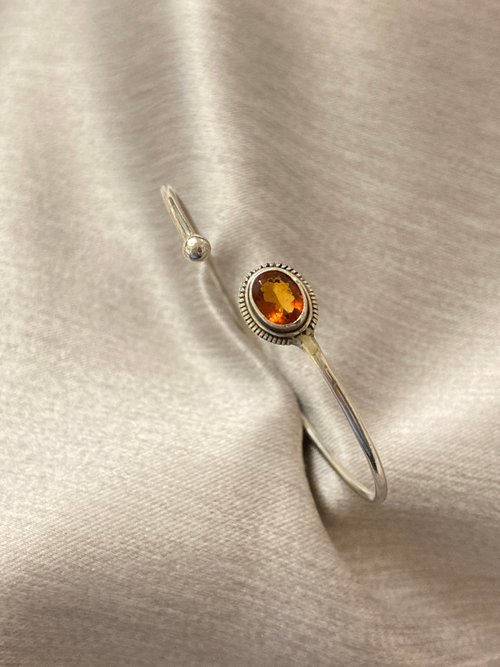 奈爾裡 天然 黃水晶 手環 尼泊爾 手工製 925純銀