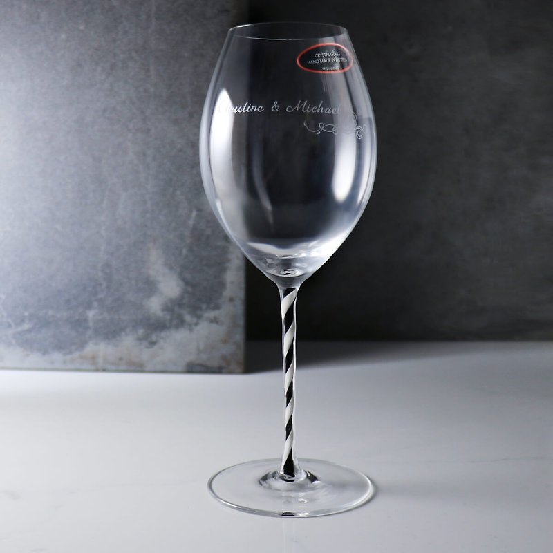 600cc【Riedel】幸福花紋Riedel Fatto a Mano黑白螺旋杯梗水晶杯 - 酒杯/酒器 - 玻璃 黑色