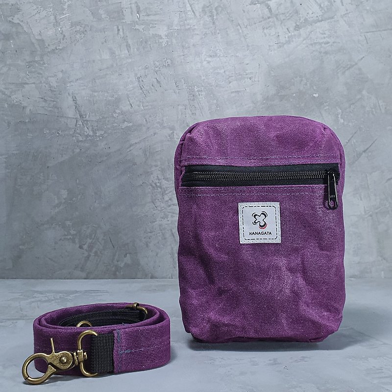 19x14 workwear style multi-layered double zipper three-dimensional 2way oil Wax bag crossbody backpack waterproof canvas - Messenger Bags & Sling Bags - Waterproof Material Purple