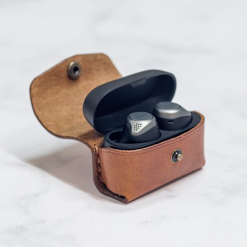 HarLex 手工皮革設計 可刻名捷波朗Jabra Elite 75t 耳機充電盒客制皮革保護套 耳機盒