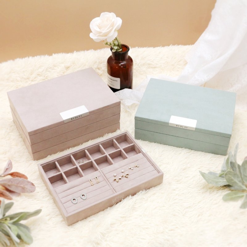 納件小飾 I 質感居家絨布珠寶盒3.0 飾品收納 I 玫瑰褐 - 居家收納/收納盒/儲物盒 - 其他材質 多色