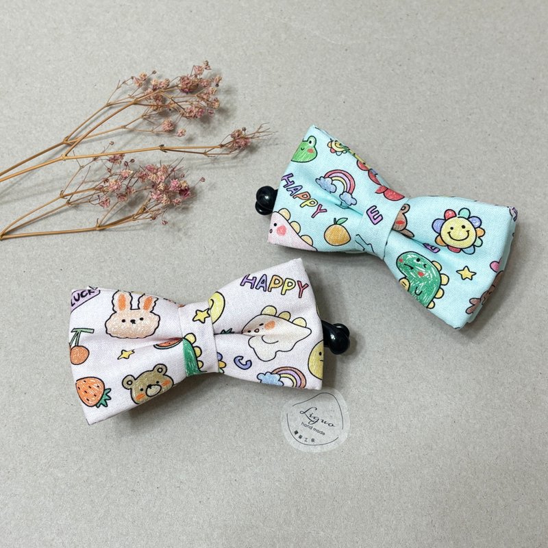 童趣塗鴉 | 立體蝴蝶結相交夾 | 香蕉夾 - 髮夾/髮圈 - 棉．麻 多色