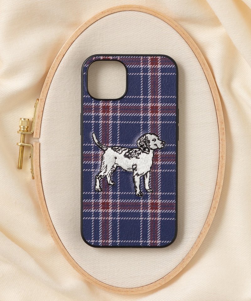 立體刺繡手機殼 iPhone 13 PBAT PU合成皮革 狗狗x海軍藍 - 手機殼/手機套 - 聚酯纖維 多色