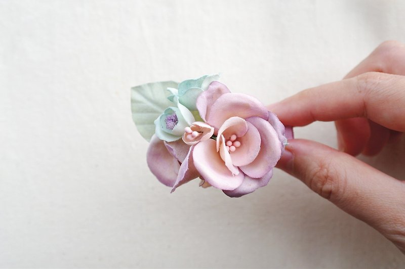 Elegant light purple pink fabric flower Hair Accessories, Gift for Her HA250518 - Hair Accessories - Plants & Flowers Pink
