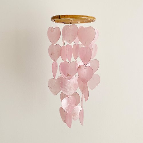 HO’ USE PRE-MADE | Finnish Bakery_Heart_Pink| Shell Wind Chime Mobile | #0-404