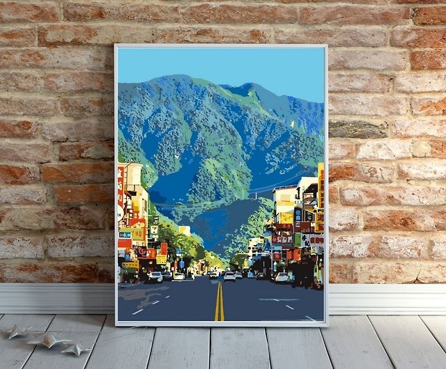 恵蘭山の景色を描いたクリエイティブなデジタル油絵【台湾の風景画と