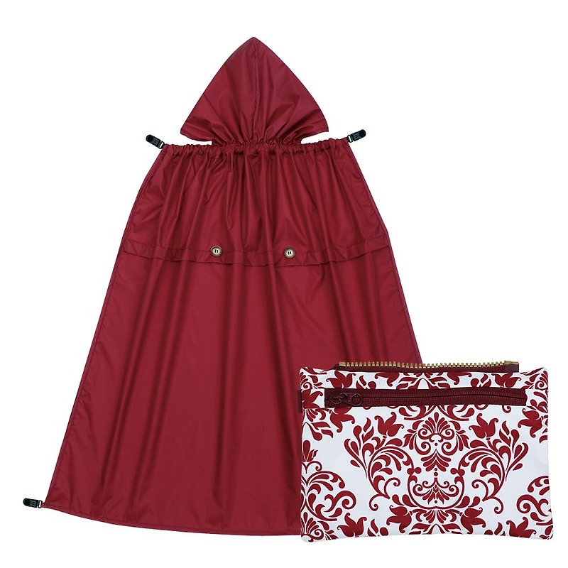 All-Seasons Rain Cover with Detachable Zippered Pouch - Burgundy - Bibs - Polyester Red