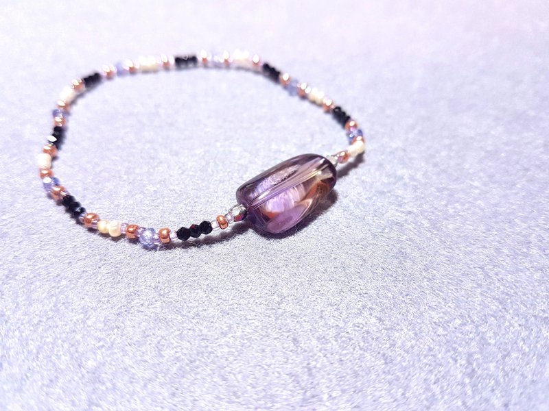 dotdot | 黑尖晶石 x 丹泉石 x 天然珍珠 x 紫黃晶 - 手鍊/手環 - 寶石 紫色